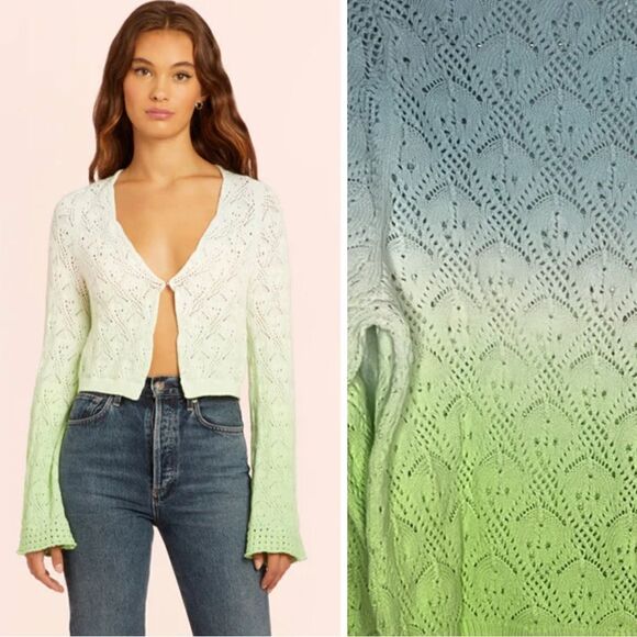 NWT Amanda Uprichard Aisha Cardigan Lime/ Blue Ombre Large - Picture 1 of 13